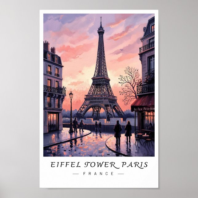 Eiffeltornet Paris Väggkonst, Romantiska Frankrike Poster (Framsidan)