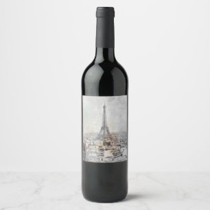 Eiffeltornet Paris Vinstickor - Elegant fransk eti Vinflaska Etikett