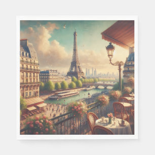 Eiffeltornet Paris Vintage Oljemålning Pappersservett