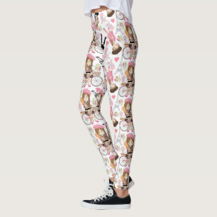 Eiffeltornet Parisisk Flicka Paris Blomma Rosa Hjä Leggings