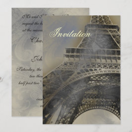 Eiffeltornet Parisiska franska bröllopsinbjudan Inbjudningar