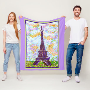 Eiffeltornet Pointillism Vårlandskap Fleecefilt