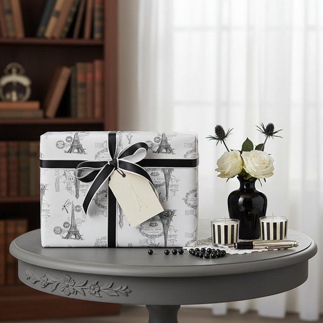 Eiffeltornets collage inslagspapper presentpapper (Skapare uppladdad)