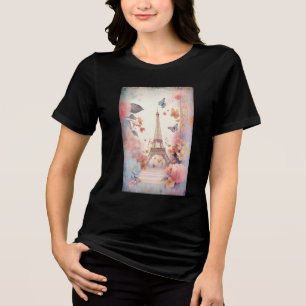 Eiffeltornets fjärilar och blommor t shirt