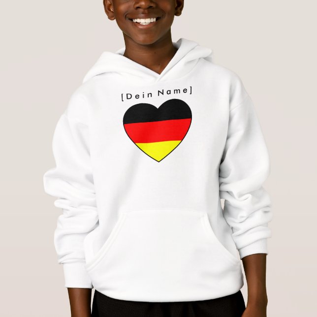 Eigener Name Fussball Deutschland Pullover Herz Tee (Framsida)
