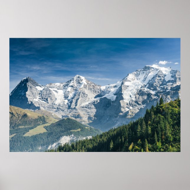 Eiger, Mönch och Jungfrau, Schweiz - Swiss Alp Poster (Framsidan)