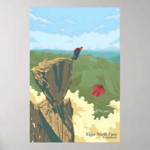 Eiger Nordvägg Grindelwald Schweiz Resa Poster