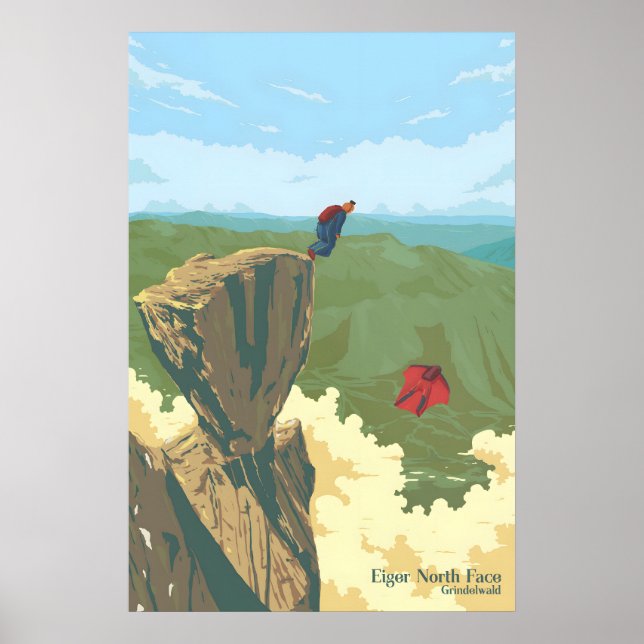 Eiger Nordvägg Grindelwald Schweiz Resa Poster (Framsidan)