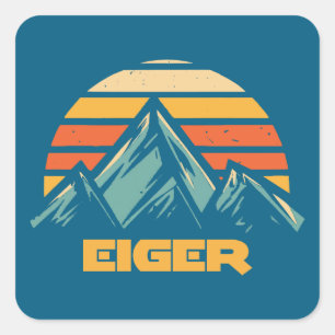 Eiger Schweiz Retro Turkos Fyrkantigt Klistermärke