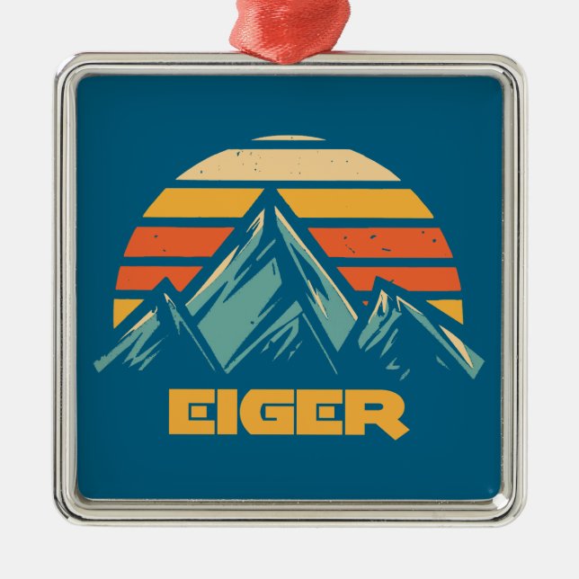 Eiger Schweiz Retro Turkos Julgransprydnad Metall (Framsidan)