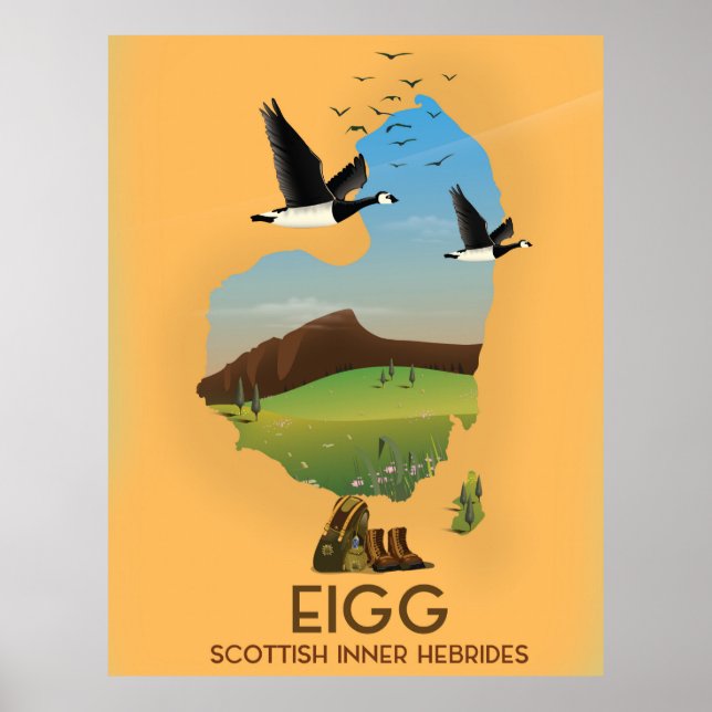 Eigg Scottish Inner Hebrides Karta Poster (Framsidan)
