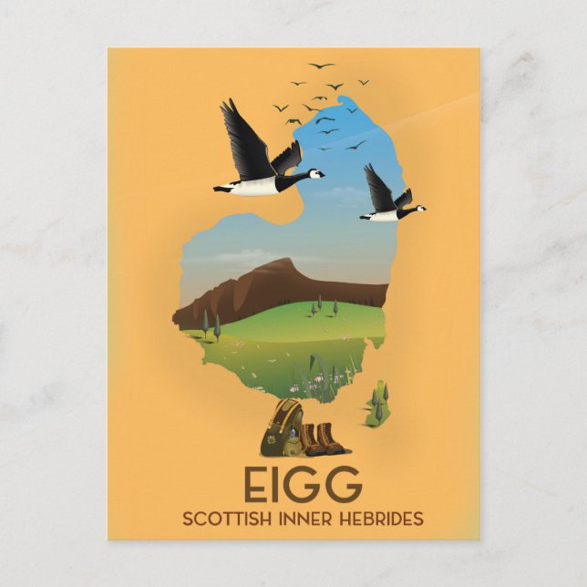Eigg Scottish Inre Hebriderna Karta Vykort (Framsida)
