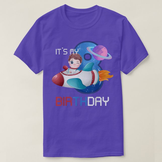 Eight Birthday Little Space Lover Boy 8 Years Astr T Shirt (Design framsida)