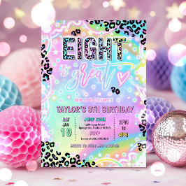 Eight Is Great Rainbow Leopard Print 8th Birthday Inbjudningar