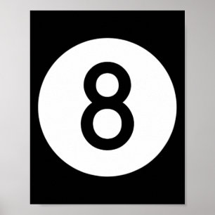 Eightball Black Number åtta Bassäng Snooker Boll Poster