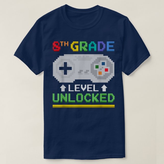 Eighth Grade Level Unlocked Gamer Tees Video Game  T Shirt (Design framsida)
