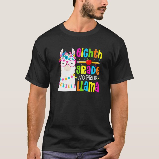 Eighth Grade No Prob Llama Student First Day Of Sc T Shirt (Framsida)