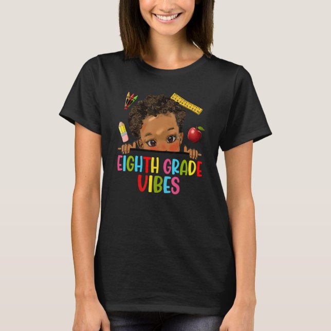 Eighth Grade Vibes African American Kids Boy Back  T Shirt (Framsida)