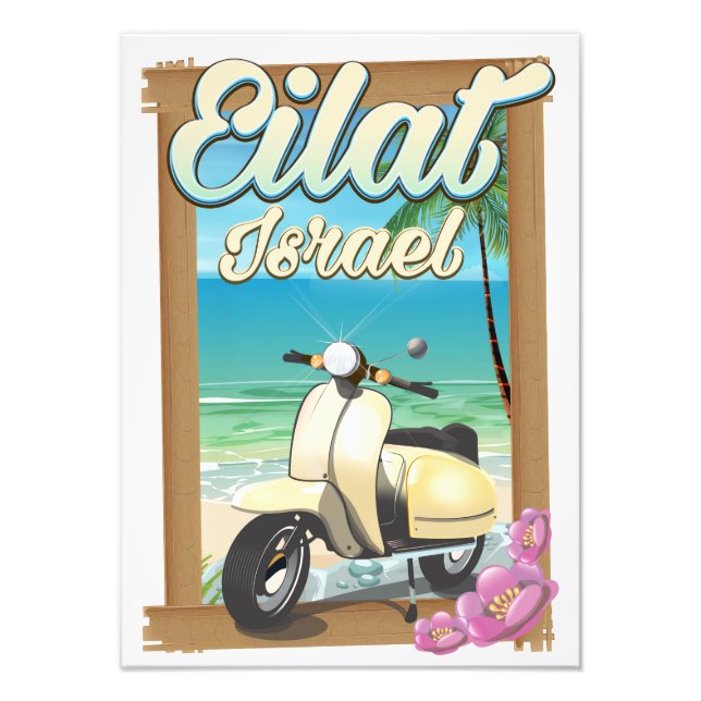 Eilat Beach Israel-scooter reseaffisch Fototryck (Framsidan)