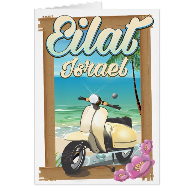 Eilat Beach Israel-scooter reseaffisch Hälsningskort (Framsidan)