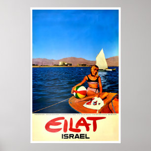 Eilat Israel Konstaffisch Vintage Tryck