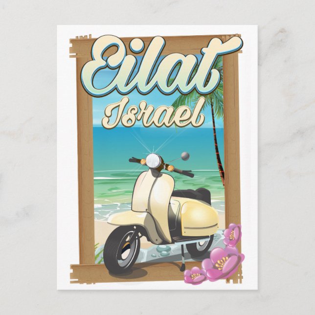 Eilat Strand Israel scooter resemålning affisch Vykort (Framsida)