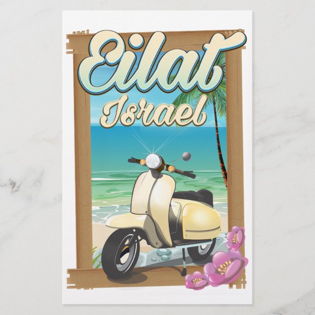 Eilat Strand Israel scooter reseskylt Brevpapper (Framsida)