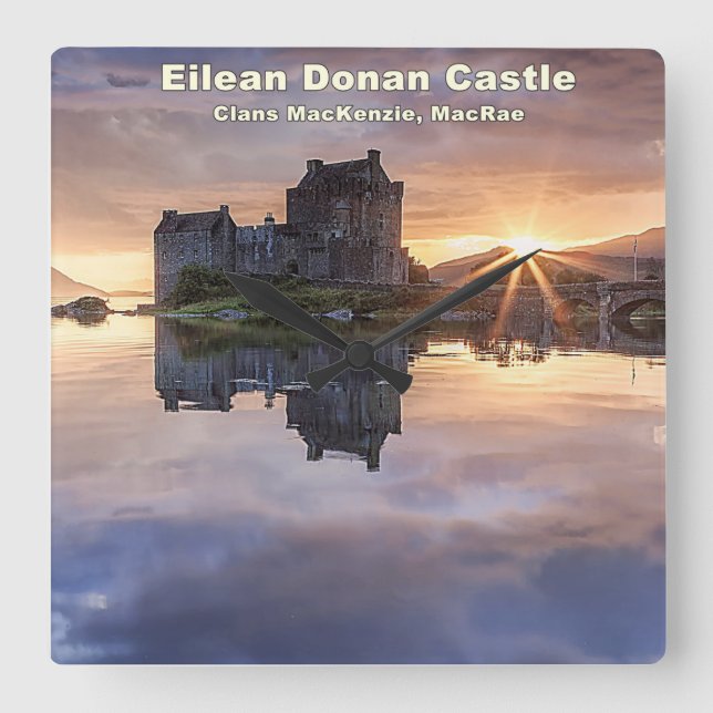 Eilean Donan Castle - MacKenzie MacRae Klans Fyrkantig Klocka (Framsida)