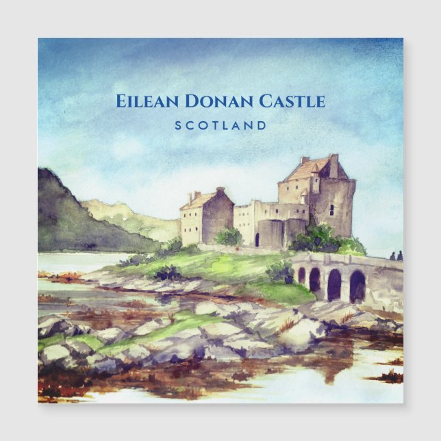 Eilean Donan Castle Scotland Watercolor Painting (Framsida)