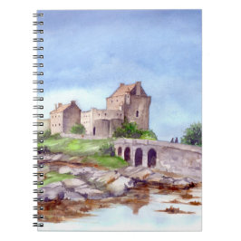 Eilean Donan Castle Watercolor Painting Anteckningsbok Med Spiral