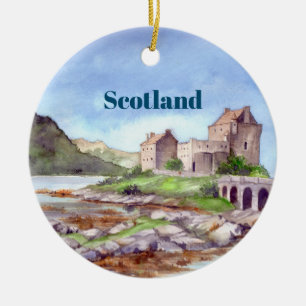 Eilean Donan Castle Watercolor Painting Julgransprydnad Keramik