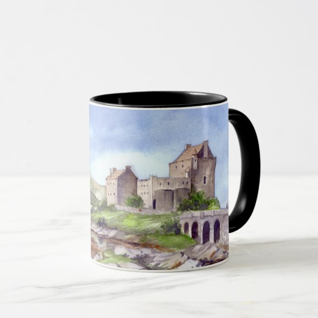 Eilean Donan Castle Watercolor Painting Mugg (Framsida höger)