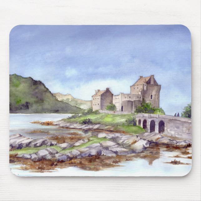 Eilean Donan Castle Watercolor Painting Musmatta (Framsidan)