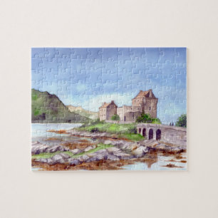 Eilean Donan Castle Watercolor Painting Pussel