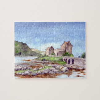 Eilean Donan Castle Watercolor Painting Pussel