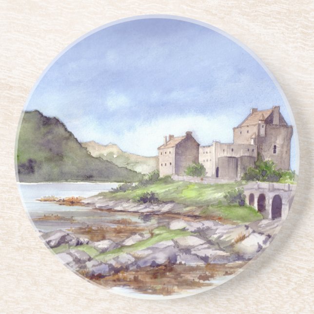 Eilean Donan Castle Watercolor Painting Underlägg (Framsidan)
