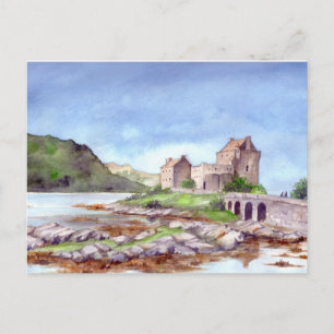 Eilean Donan Castle Watercolor Painting Vykort