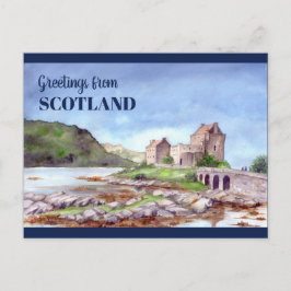 Eilean Donan Castle Watercolor Painting Vykort
