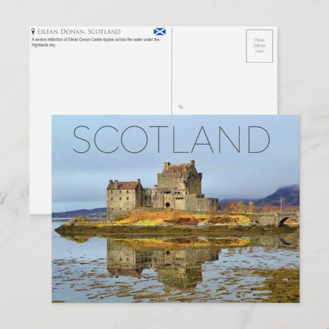 Eilean Donan, Skottland Resebrevkort Vykort (Fram/baksida)