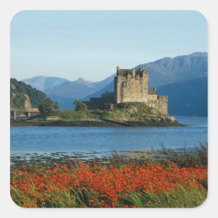 Eilean Donan slott, Highlands, Skottland 3 Fyrkantigt Klistermärke