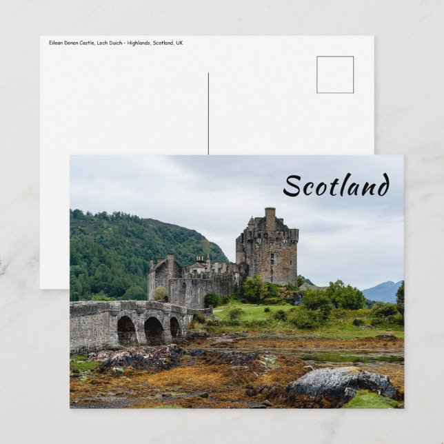 Eilean Donan slott, Loch Duich - Skottland, Storbr Vykort (Fram/baksida)