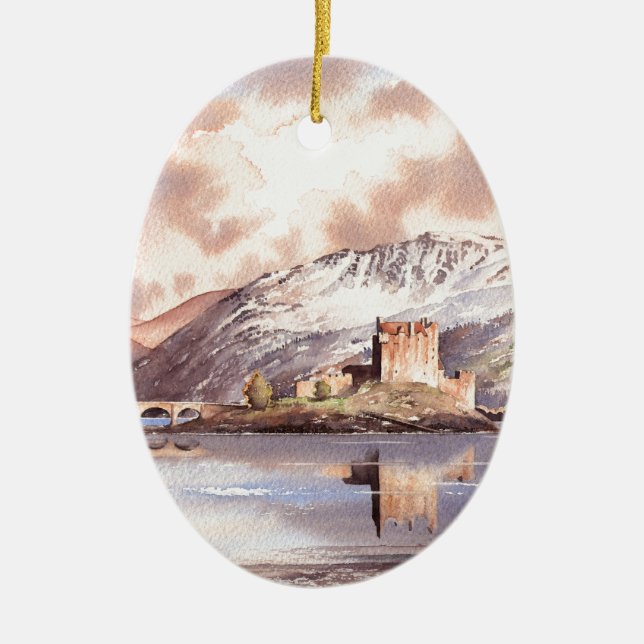 "Eilean Donan slott" Skottland Julgransprydnad Keramik (Framsidan)