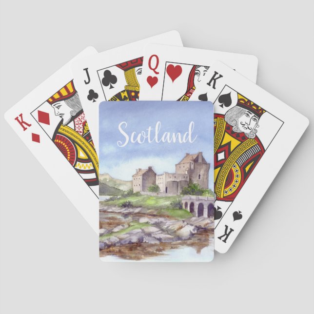 Eilean Donan slott Vattenfärg Målning Casinokort (Baksidan)