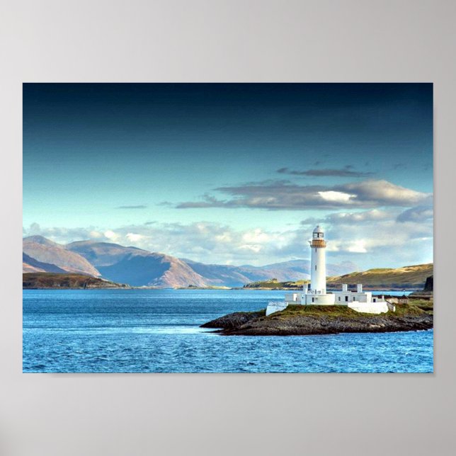 Eilean Musdile Lighthouse Scotland Scenia View Poster (Framsidan)