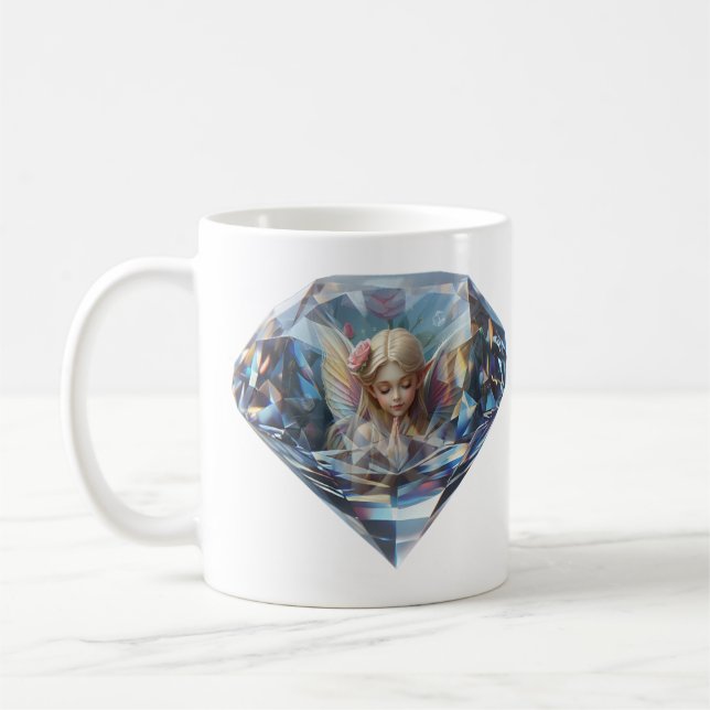 Ein blauer Brillant Diamant mit hübscher Elfin Kaffemugg (Vänster)