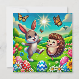 Ein glücklicher Hase und Igel Julkort