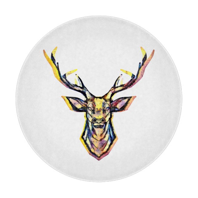 Ein Hirschkopf als buntes Bild im Aquarell Stil   (Framsidan)