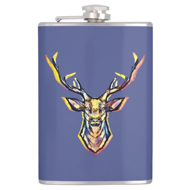 Ein Hirschkopf als buntes Bild im Aquarell Stil    Fickplunta (Framsidan)