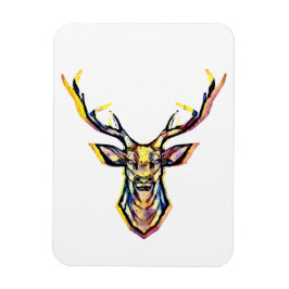 Ein Hirschkopf als buntes Bild im Aquarell Stil   Magnet