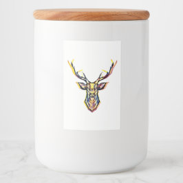 Ein Hirschkopf als buntes Bild im Aquarell Stil    Mat Etikett